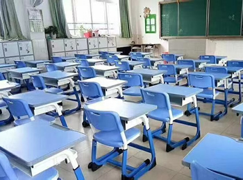 School Steel and wood desks and chairs