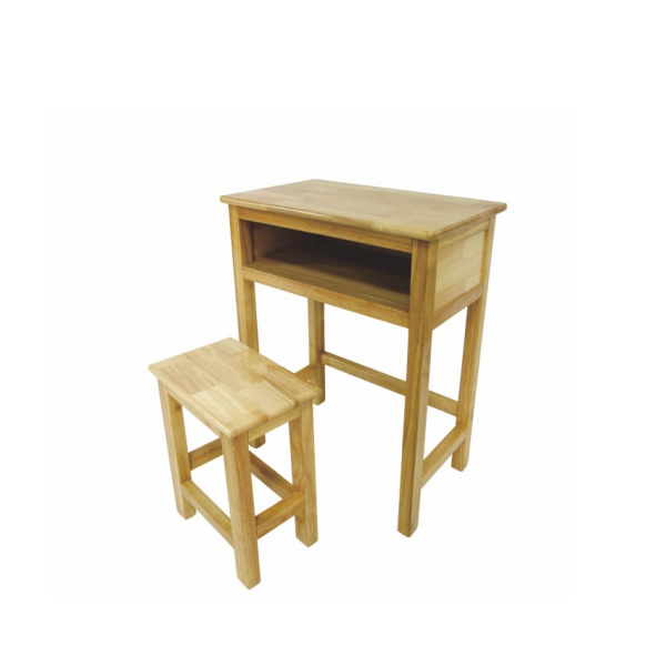 Solid wood desks and chairs with square stools