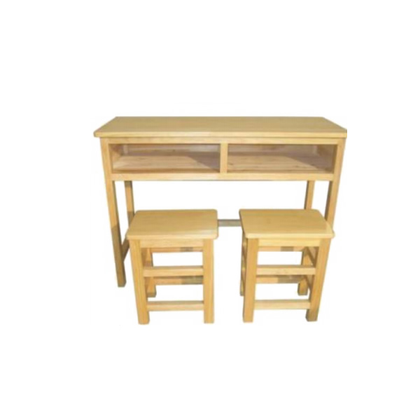 Double solid wood desk and chair