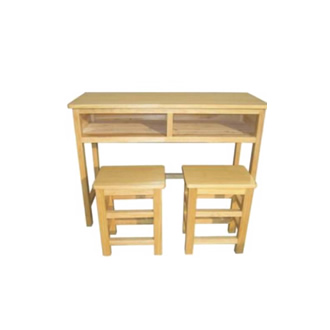 Double solid wood desk and chair