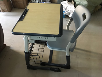 How do you adjust the height of an adjustable desk and chair?