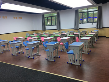 School Steel-and-Wood Desks and Chairs
