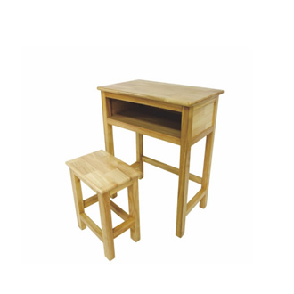 Solid wood desks and chairs with square stools