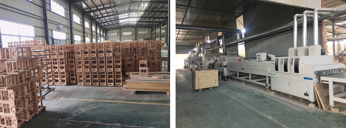 Solid wood production workshop and UV spray painting booth