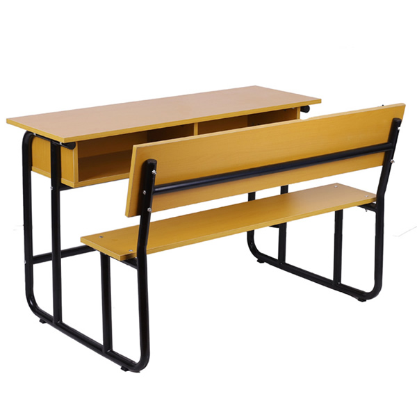 Metal School Desk with Attached Chair